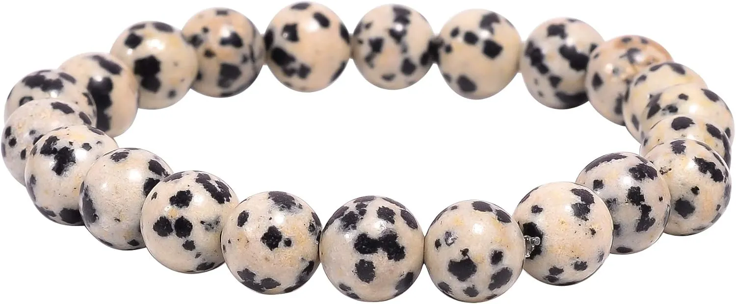 Dalmatian Jasper Round Smooth Beads 6 mm Stretrchable Bracelet SB-9 For Woman,Man,Gift,Friendshipband