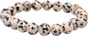 Dalmatian Jasper Round Smooth Beads 6 mm Stretrchable Bracelet SB-9 For Woman,Man,Gift,Friendshipband