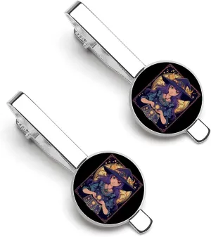 Dark Academia Tarot Card Sun Moon Crystals Witch Men's Tie Clip Round Tie Bar Tie Tack Pins Jewelry Accessories for Father's Day Gifts