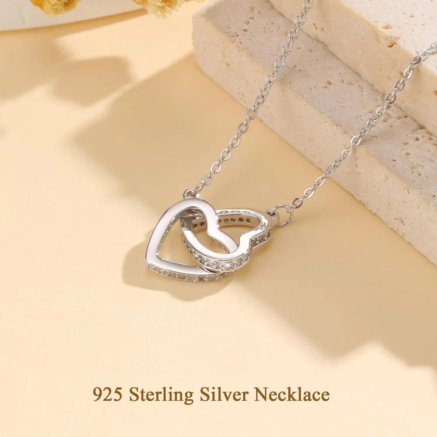 Daughter Necklace Gift from Dad Mom - 925 Sterling Silver Love Heart Pendant Necklace in Rose Gold with Message Card, Jewelry Gift from Mommy on Birthday,Graduation for Women, Teen Girls