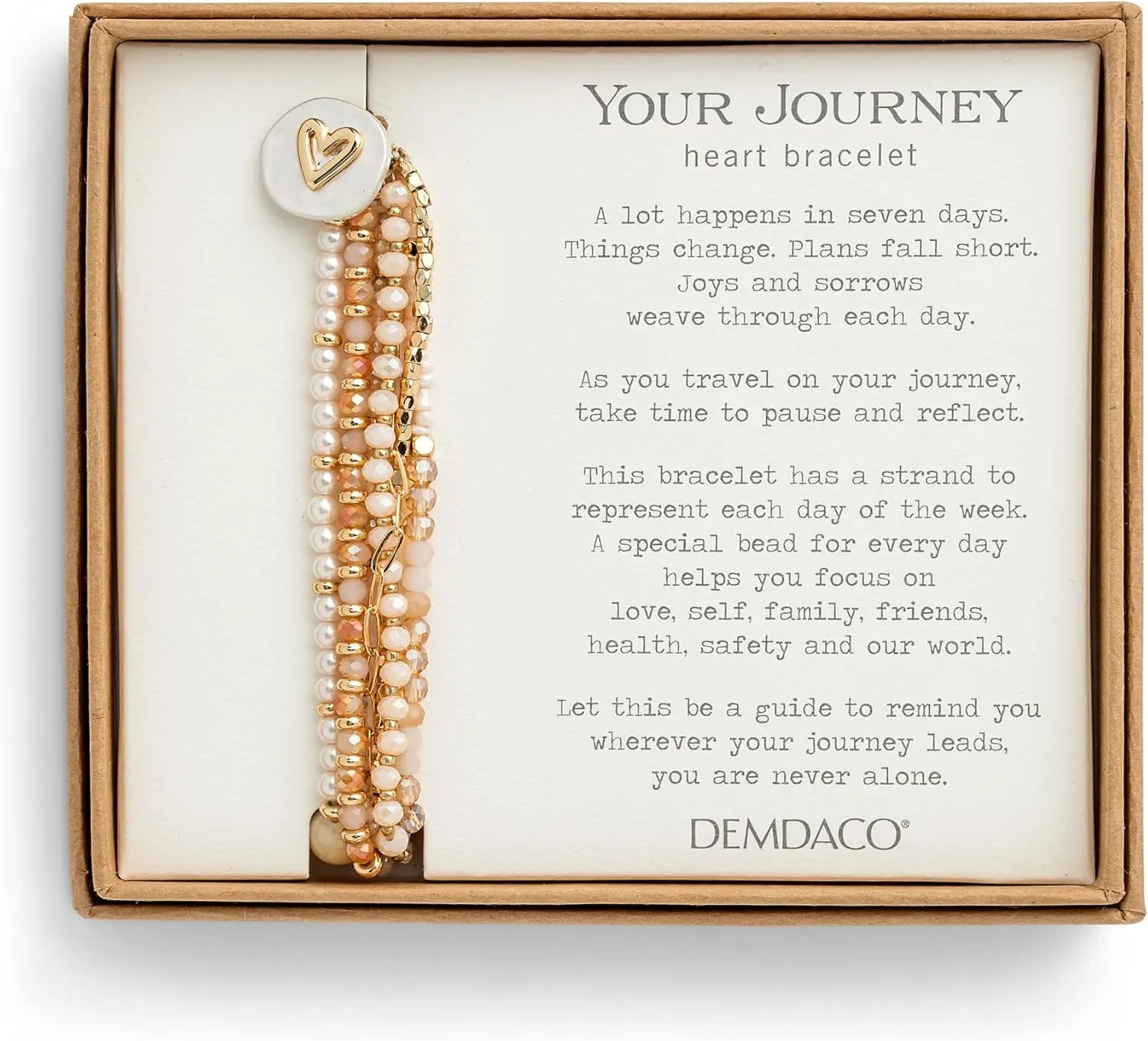 DEMDACO Beaded Love One Size Glass and Metal Charm Bracelet