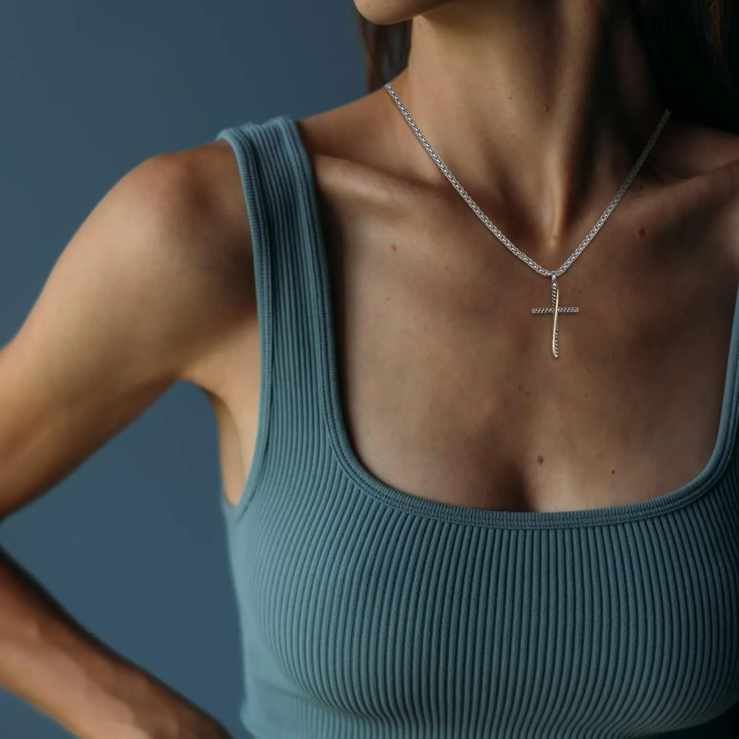 Designer Jewelry Inspired Twisted Cable Wire Cross Necklace for Women Men Fashion Brand Jewelry Gift