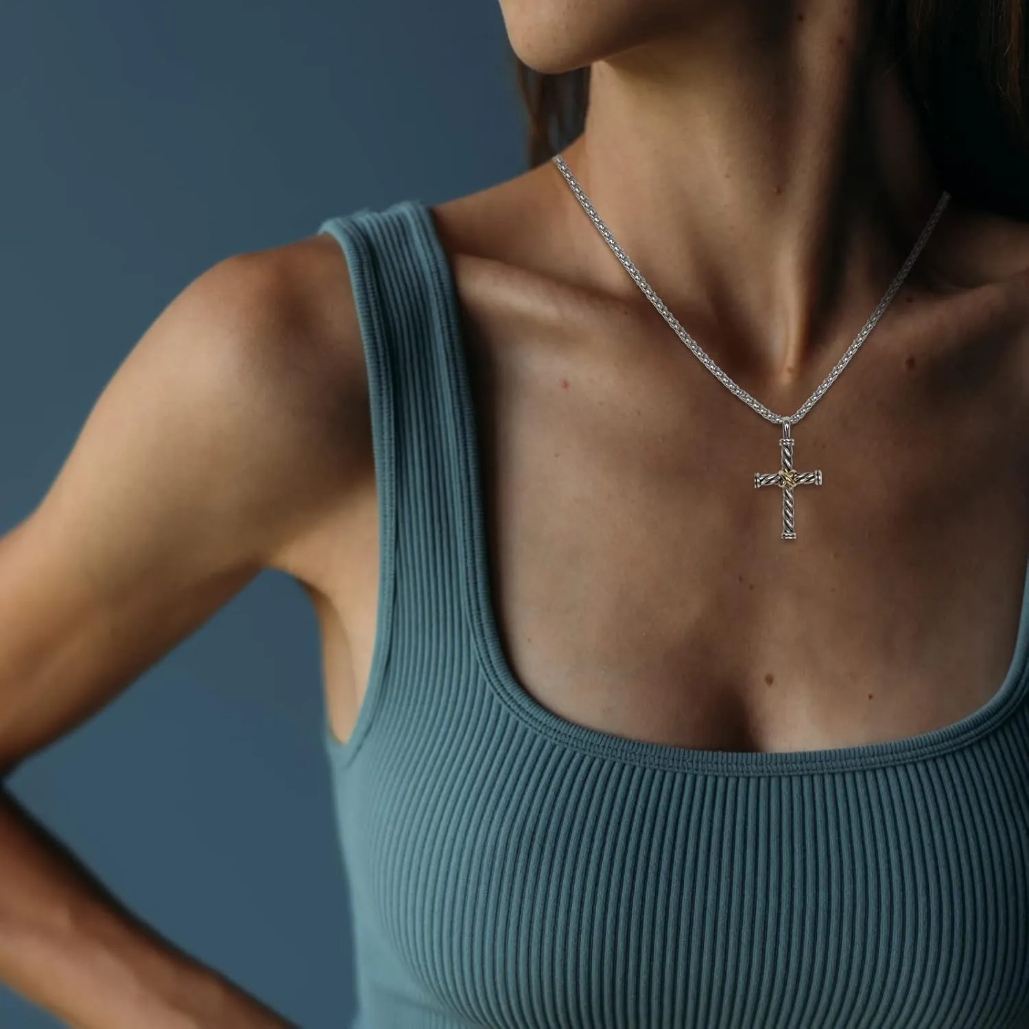 Designer Jewelry Inspired Twisted Cable Wire Cross Necklace for Women Men Fashion Brand Jewelry Gift