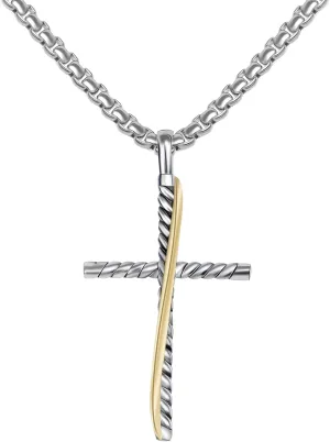 Designer Jewelry Inspired Twisted Cable Wire Cross Necklace for Women Men Fashion Brand Jewelry Gift