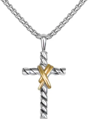 Designer Jewelry Inspired Twisted Cable Wire Cross Necklace for Women Men Fashion Brand Jewelry Gift
