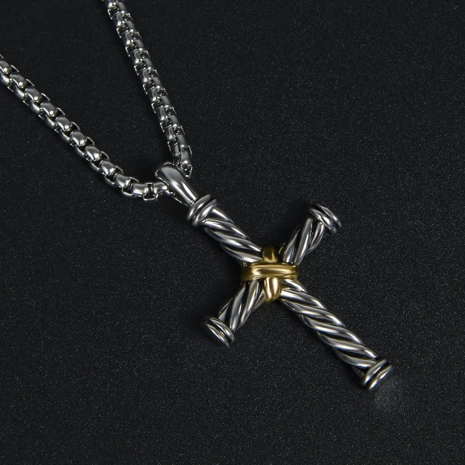 Designer Jewelry Inspired Twisted Cable Wire Cross Necklace for Women Men Fashion Brand Jewelry Gift