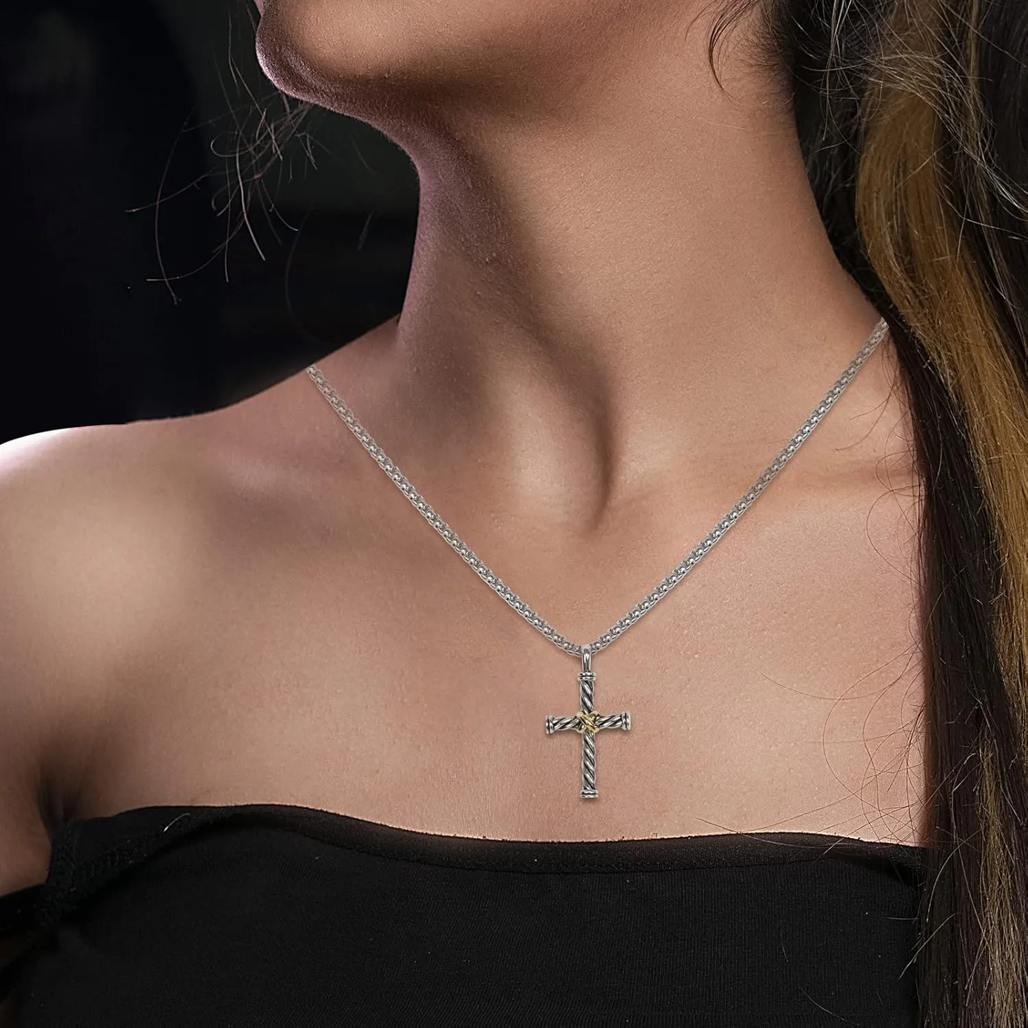 Designer Jewelry Inspired Twisted Cable Wire Cross Necklace for Women Men Fashion Brand Jewelry Gift