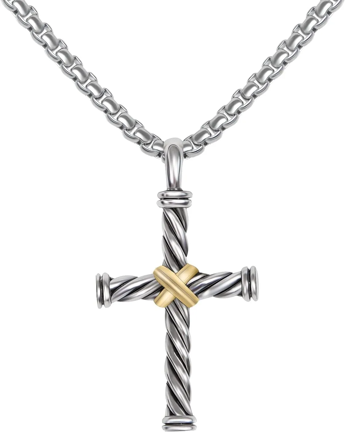 Designer Jewelry Inspired Twisted Cable Wire Cross Necklace for Women Men Fashion Brand Jewelry Gift