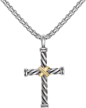 Designer Jewelry Inspired Twisted Cable Wire Cross Necklace for Women Men Fashion Brand Jewelry Gift