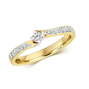 Diamond Jewellery 9ct Solitaire Set Shoulders Gold Rings RD635