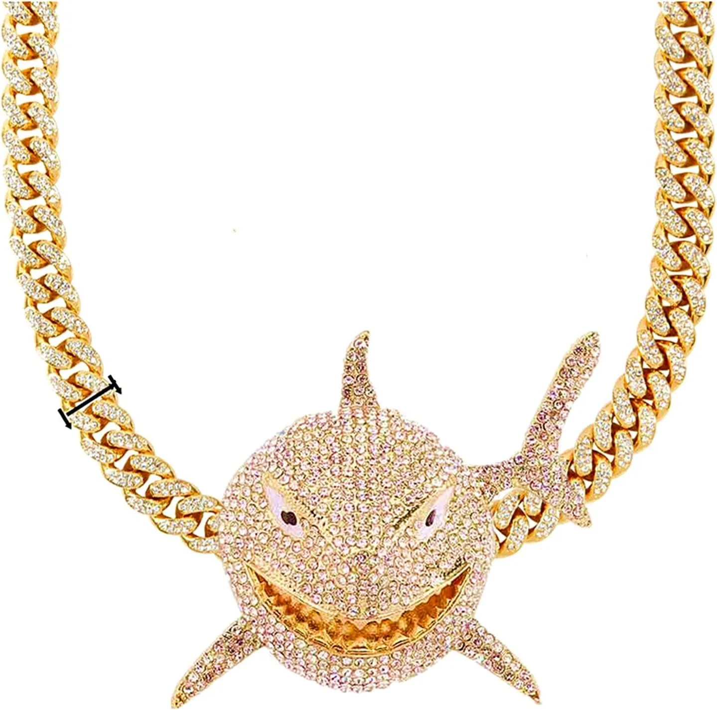 Diamond Necklace Chain, 18K Gold Plated Hip Hop Pendant with Cuban Link Width 13MM Length 19.7in(50cm), Ice Out Jewelry Gifts