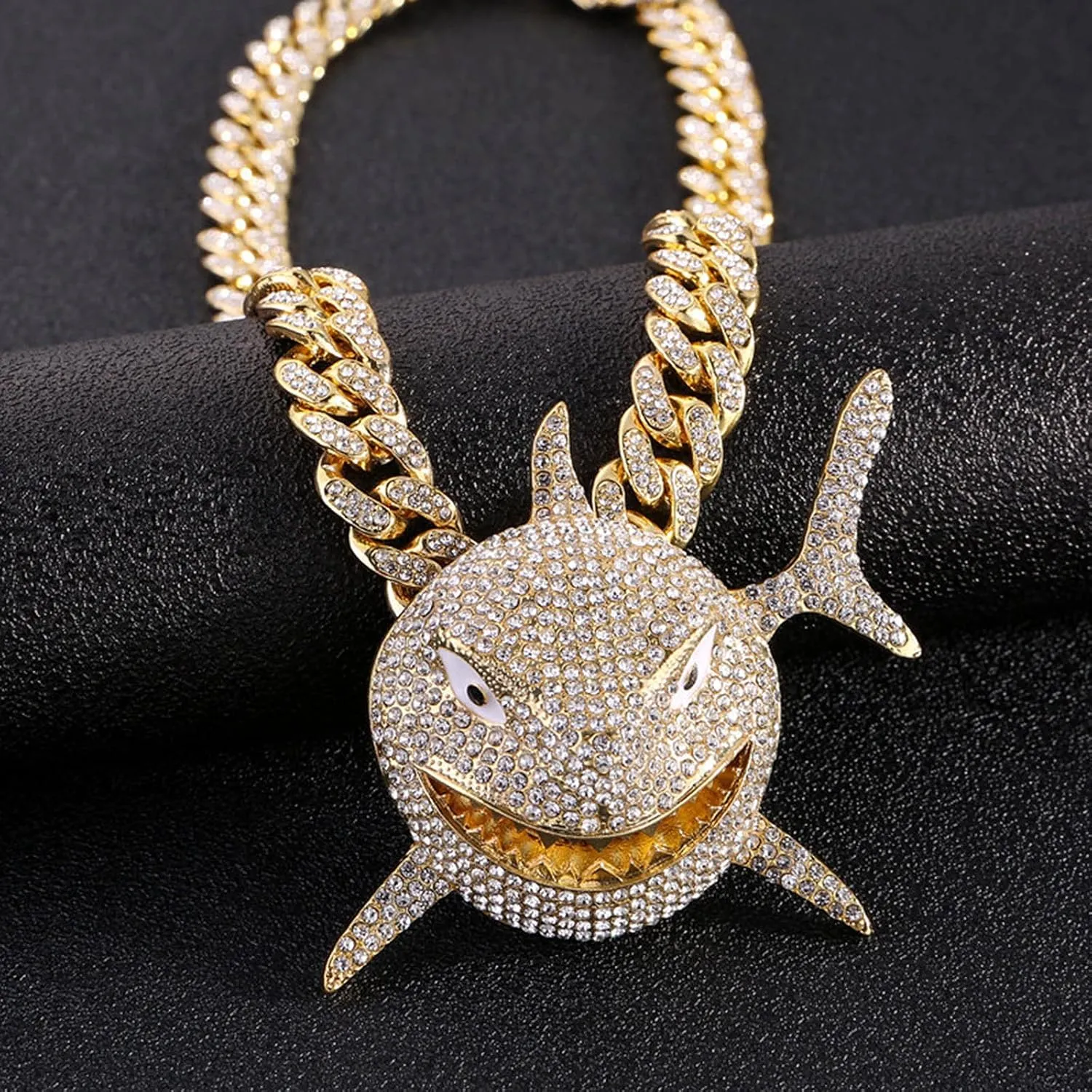 Diamond Necklace Chain, 18K Gold Plated Hip Hop Pendant with Cuban Link Width 13MM Length 19.7in(50cm), Ice Out Jewelry Gifts