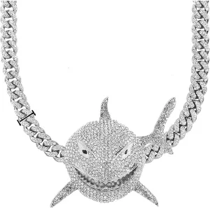 Diamond Necklace Chain, 18K Gold Plated Hip Hop Pendant with Cuban Link Width 13MM Length 19.7in(50cm), Ice Out Jewelry Gifts