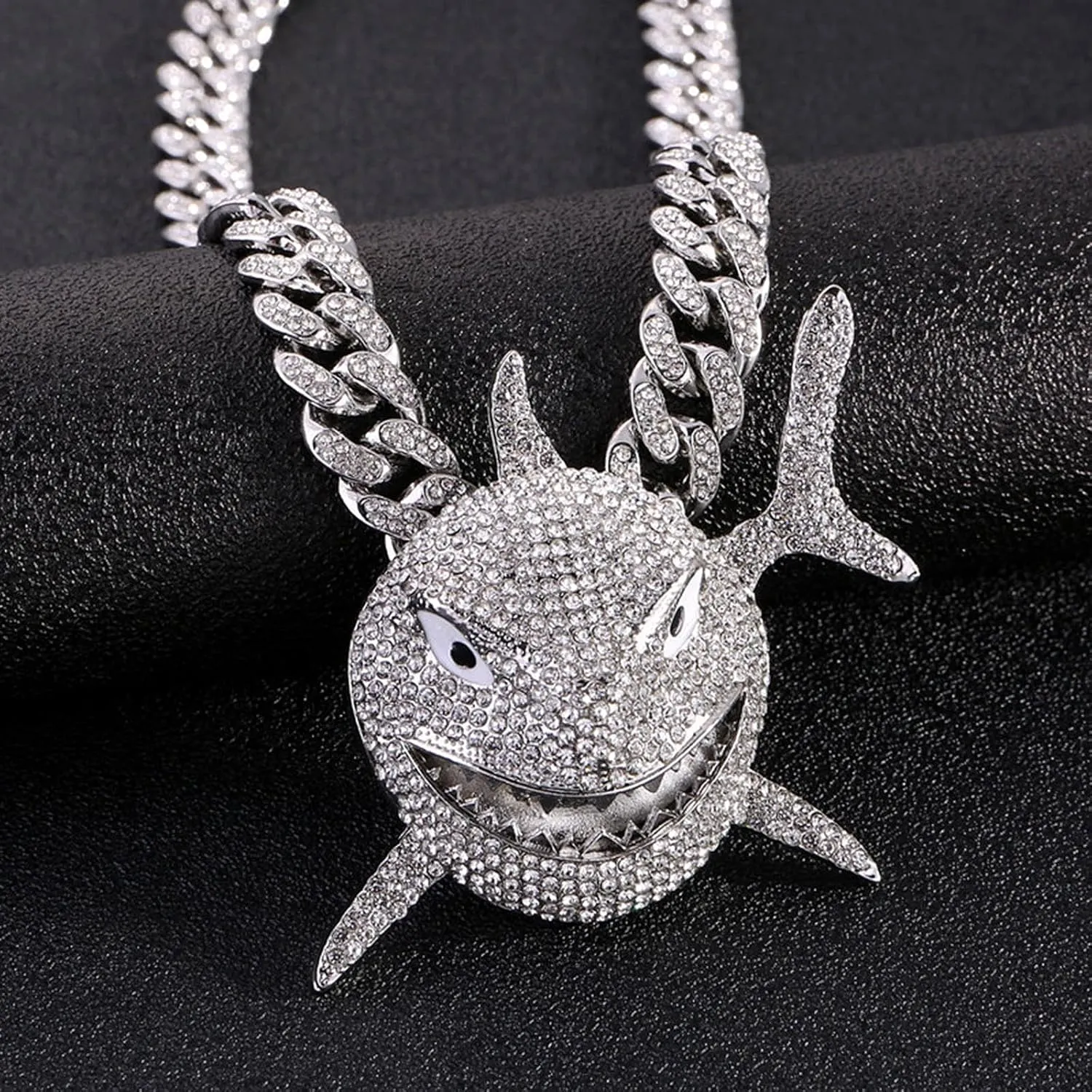 Diamond Necklace Chain, 18K Gold Plated Hip Hop Pendant with Cuban Link Width 13MM Length 19.7in(50cm), Ice Out Jewelry Gifts