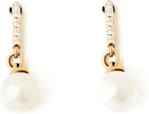 Diamond Pearl Earrings in 14K Solid Gold | 14k Gold Diamond Drop Earrings for Women