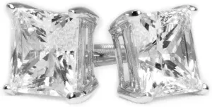 Diamond Studs, Diamond Stud Earrings for Women & Men, 14k White Gold, 2 ct Princess Cut Diamond Earrings, Screw Back Earrings for Men & Women[Simulated Diamond] (Princess)