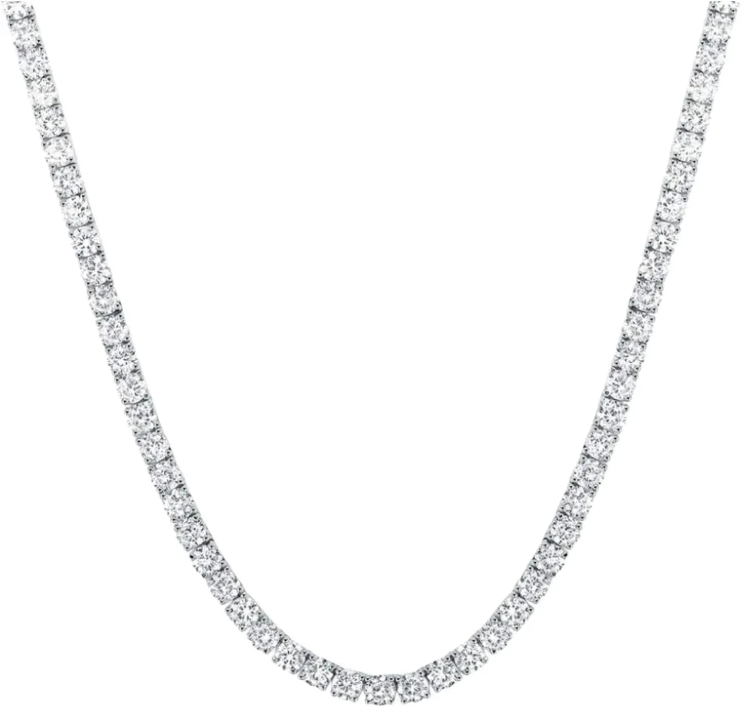 Diamond Tennis Necklace, 14K White Gold, 3 Carats