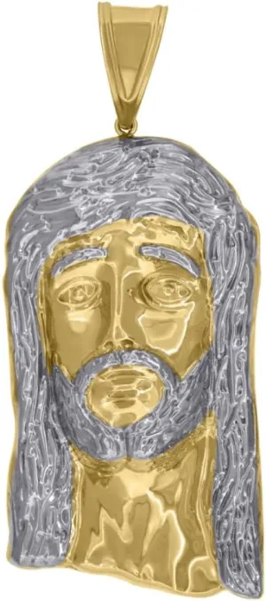 Diamond2Deal 10k Two-Tone Gold Religious Jesus Charm Pendant