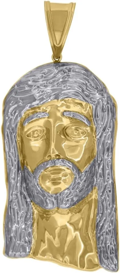 Diamond2Deal 10k Two-Tone Gold Religious Jesus Charm Pendant