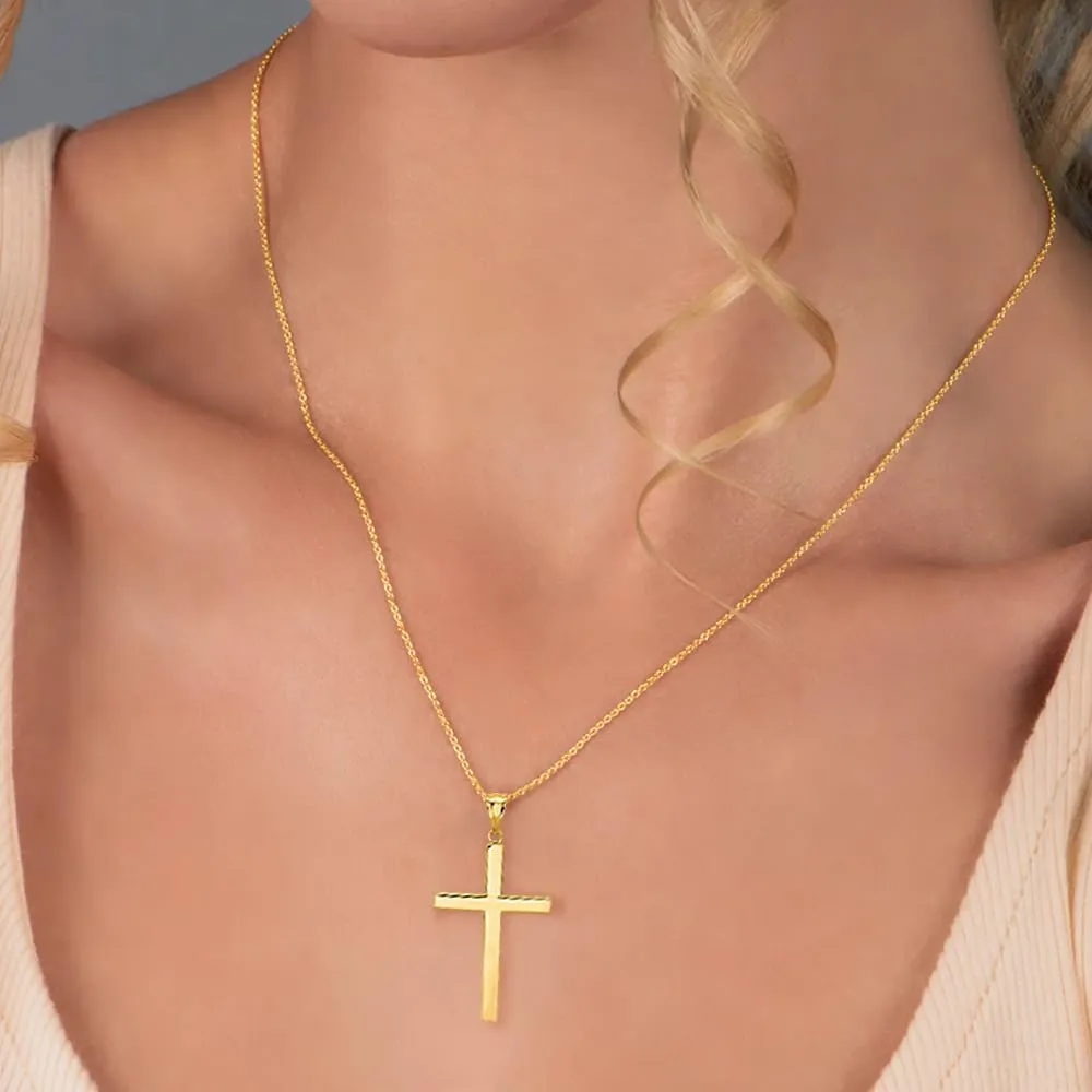 Diamond2Deal 14K Gold Latin Jesus Religious Crucifix Cross Pendant Fine Jewelry for Women