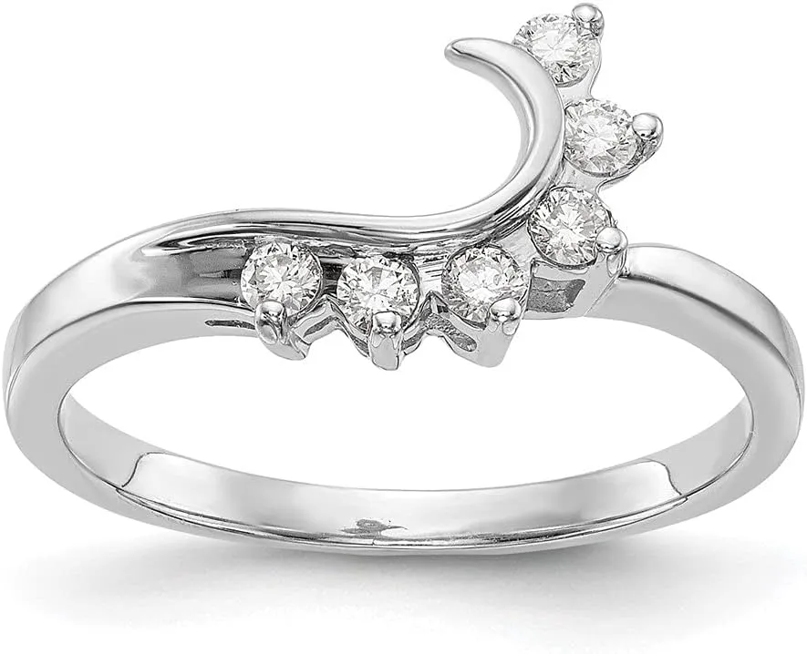 Diamond2Deal 14k White Gold 0.15Ct Lab Grown Diamond Guard Ring VS-SI Clarity, G-H Color