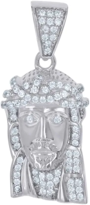 Diamond2Deal 925 Sterling Silver Cubic Zirconia Jesus Religious Charm Pendant