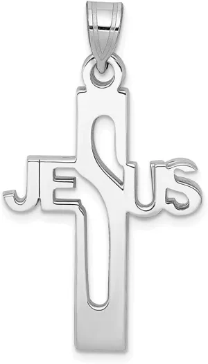 Diamond2Deal 925 Sterling Silver Jesus Cross Medium Pendant (L- 35.5 mm W- 20.25 mm)