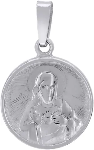 Diamond2Deal 925 Sterling Silver Sacred Heart Of Jesus Religious Charm Pendant