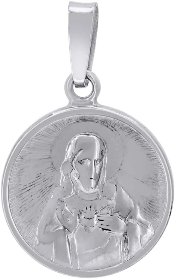 Diamond2Deal 925 Sterling Silver Sacred Heart Of Jesus Religious Charm Pendant