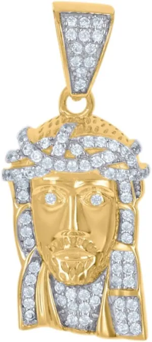 Diamond2Deal 925 Sterling Silver Yellow-Tone Jesus Religious Charm Pendant