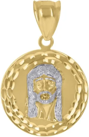 Diamond2Deal Mothers Day Gifts 10k Two-Tone Gold Diamond-Cut Jesus Religious Charm Pendant for Mom