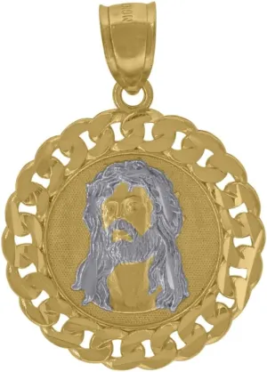 Diamond2Deal Mothers Day Gifts 10k Two-Tone Gold Diamond-Cut Jesus Religious Charm Pendant for Mom