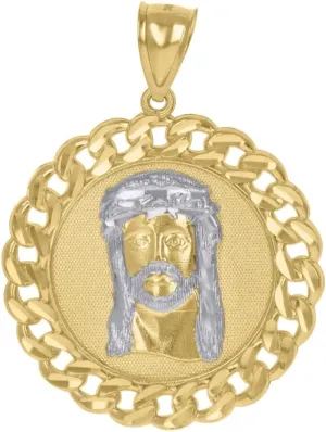 Diamond2Deal Mothers Day Gifts 10k Two-Tone Gold Jesus Religious Charm Pendant for Mom