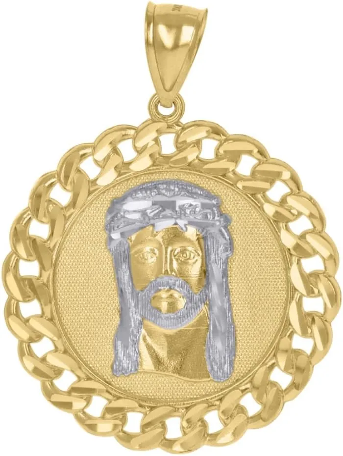 Diamond2Deal Mothers Day Gifts 10k Two-Tone Gold Jesus Religious Charm Pendant for Mom