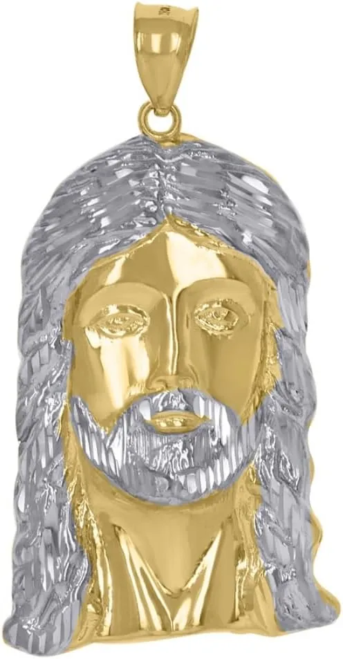 Diamond2Deal Mothers Day Gifts 10K Two-Tone Gold Jesus Religious Charm Pendant for Mom