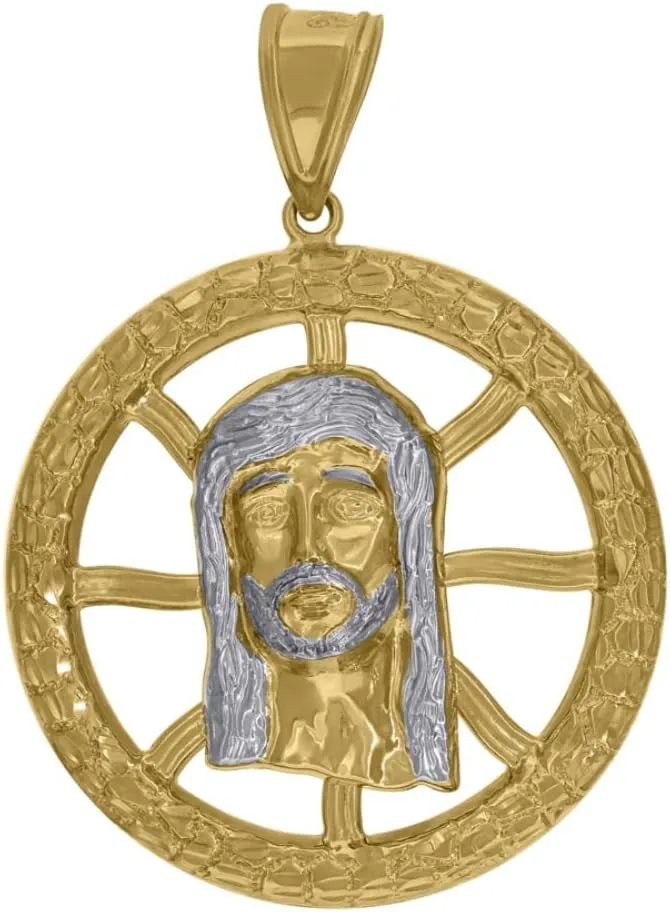 Diamond2Deal Mothers Day Gifts 10k Two-Tone Gold Religious Jesus Medal Pendant for Momlion Pendant for Mom