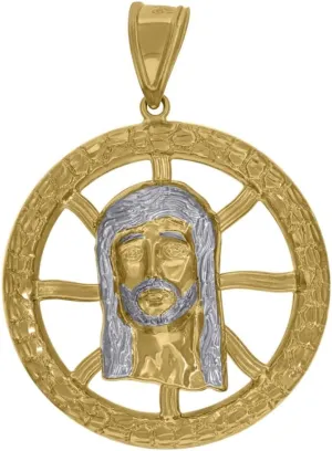 Diamond2Deal Mothers Day Gifts 10k Two-Tone Gold Religious Jesus Medal Pendant for Momlion Pendant for Mom