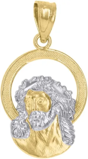 Diamond2Deal Mothers Day Gifts 10k Two-Tone Gold Textured Jesus Religious Charm Pendant for Mom