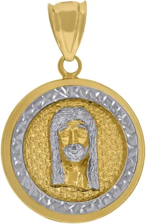 Diamond2Deal Mothers Day Gifts 14k Two-tone Gold Medal Pendant for Momlion Jesus Religious Charm Pendant for Mom