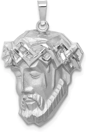 Diamond2Deal Mothers Day Gifts 14k White Gold Hollow Satin Medium Jesus Medal Pendant for Mom Pendant for Mom