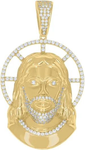 Diamond2Deal Mothers Day Gifts 925 Sterling Silver Yellow-Tone Cubic Zirconia Jesus Religious Charm Pendant for Mom