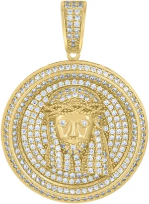 Diamond2Deal Mothers Day Gifts 925 Sterling Silver Yellow-Tone Cubic Zirconia Jesus Religious Charm Pendant for Mom