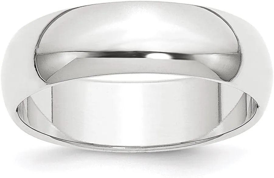 Diamond2Deal Platinum 8mm Half-Round Featherweight Wedding Band Ring