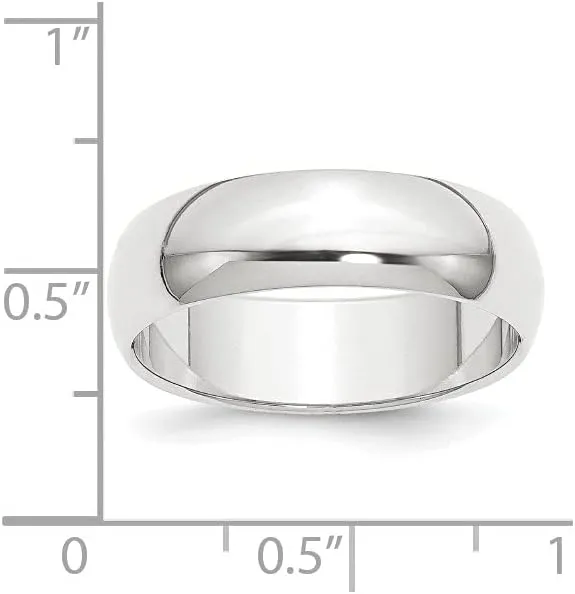Diamond2Deal Platinum 8mm Half-Round Featherweight Wedding Band Ring