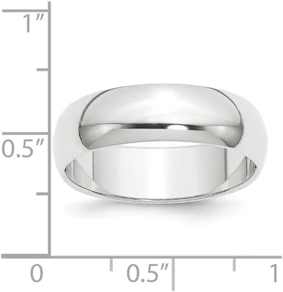 Diamond2Deal Platinum 8mm Half-Round Featherweight Wedding Band Ring