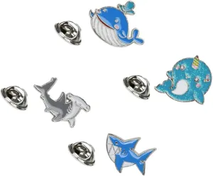Didiseaon 4pcs Animal Brooch Pin Creative Dolphin Shark Whale Breastpin Cute Cartoon Marine Animal Brooch for Boys and Girls Girl