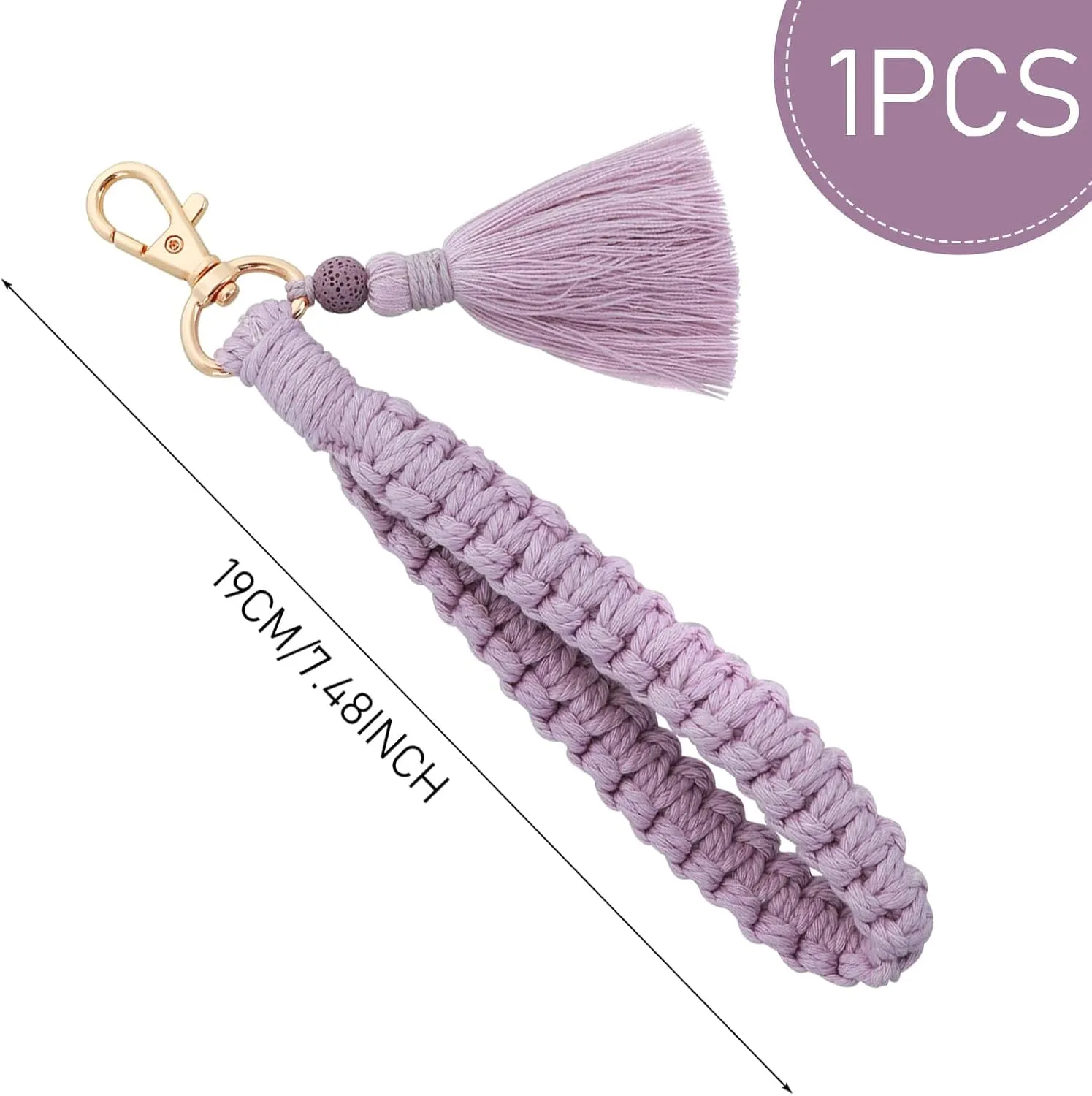 DIVINA VITAE Macrame Keychain Boho Keychain Wristlet Bracelet Handmade Braided Keychains Tassel Keyring Holder Wrist Lanyard