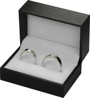 Double Engagement Wedding Proposal Ring Box for Men for Women Luxury Rich Black Color Soft Touch PU Leather Material Size 2.95(W)*2(D)*1.57(H)