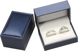 Double Engagement Wedding Proposal Ring Box for Men for Women Luxury Rich Blue Color Soft Touch PU Leather Material Size 2.95(W)*2(D)*1.57(H)