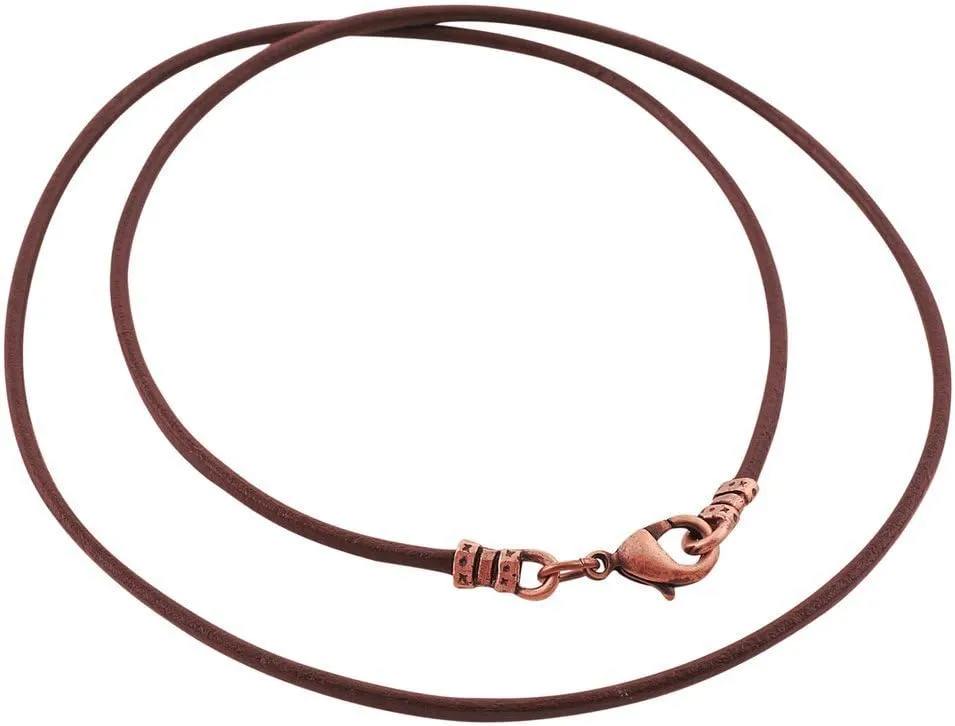 DragonWeave Antique Copper 1.8mm Fine Brown Leather Cord Necklace